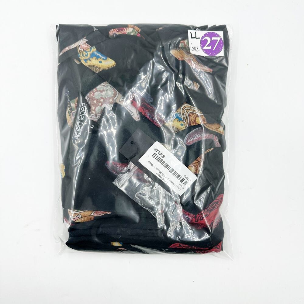 Catherine Gee Daria French Cuff Silk Blouse in Boots Black	L NWT Quiet Luxury - Picture 4 of 4